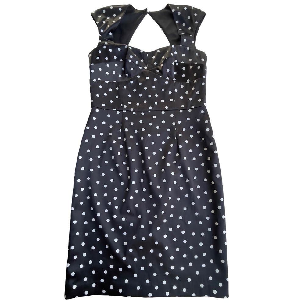 White House Black Market Sheath Dress Sz‎ 8 Polka Dot Pin-up Retro Cocktail Chic - Picture 9 of 13